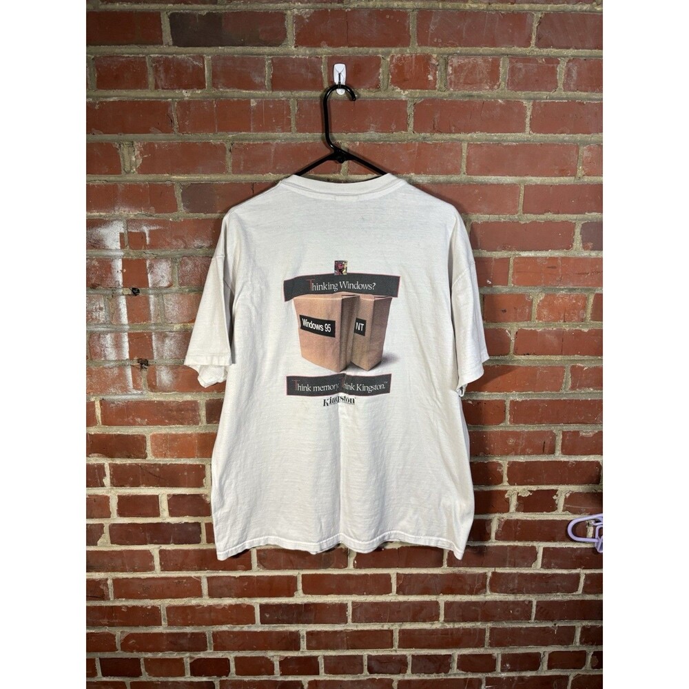 Vintage 90s Kingston Memory Ram Windows 95 Promo Pocket Shirt Microsoft Adult XL